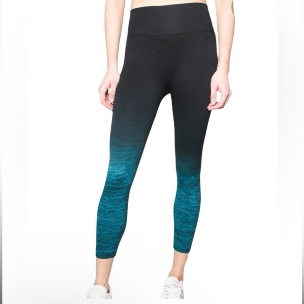 Codefit Athletic Leggings Black and Teal, Size S/M